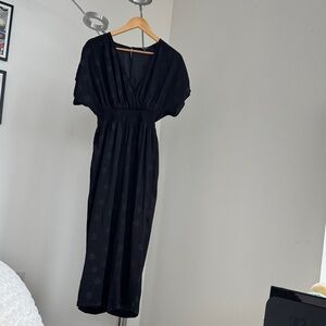 Madewell Black Polka Dot Wrap-Style Jumpsuit